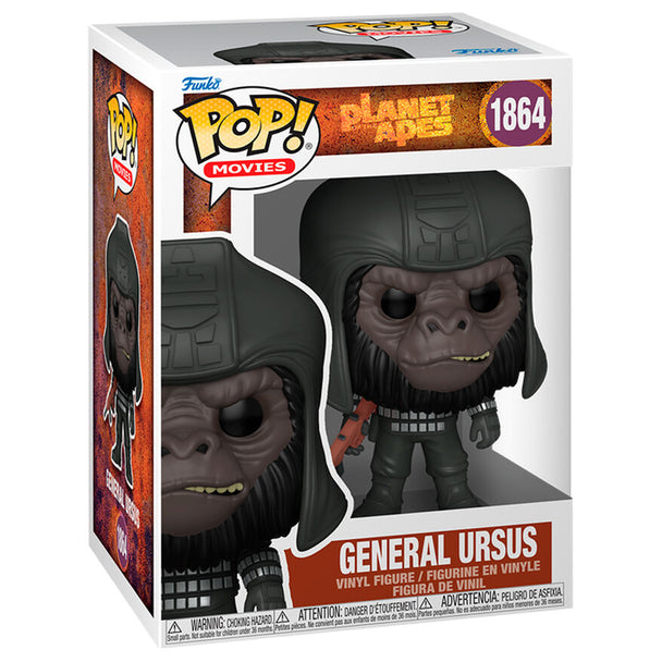 Figurine Funko POP General Ursus de Planet of the Apes en vinyle, vue de face dans sa boîte cadeau.