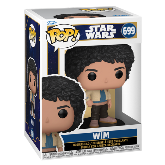 Figurine Funko POP de 9cm représentant Wim de l'équipage Skeleton Crew dans son emballage cadeau officiel