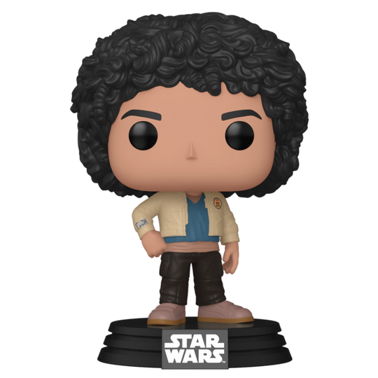 Vue détaillée de la figurine Funko POP Star Wars Skeleton Crew Wim en vinyle avec finition soignée