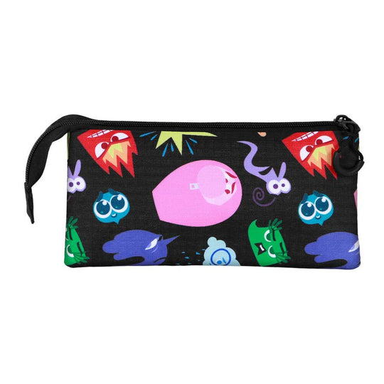 Trousse KARACTERMANIA Inside Out 2 posée sur un bureau avec stylos et accessoires visibles