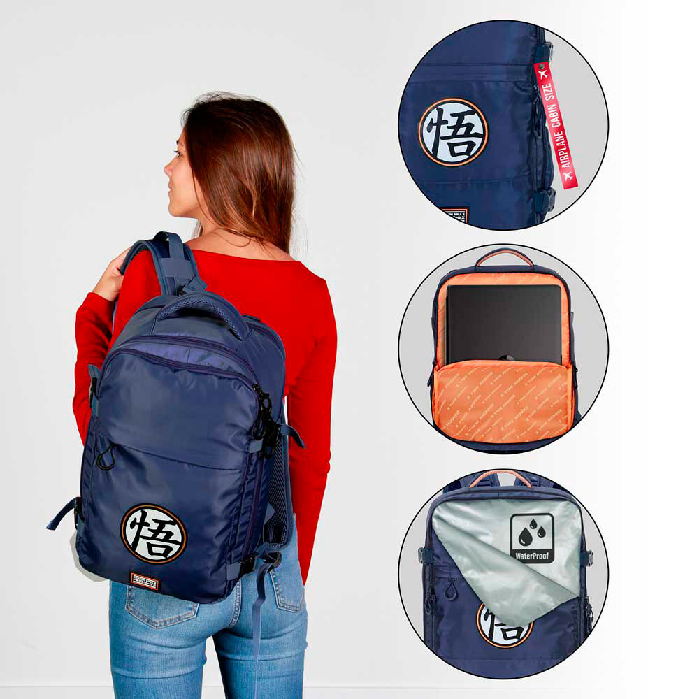 Vue latérale du sac à dos Dragon Ball Symbol mettant en avant la qualité du tissu et des coutures