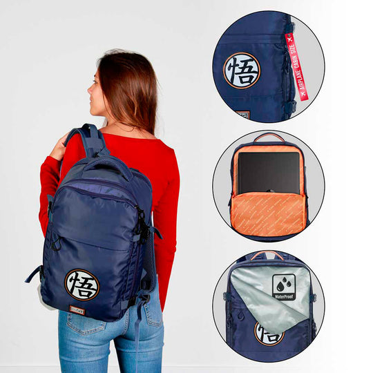 Vue latérale du sac à dos Dragon Ball Symbol mettant en avant la qualité du tissu et des coutures