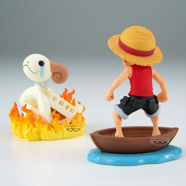 Figurine BANPRESTO One Piece Luffy en tenue rouge avec chapeau de paille, hauteur 8cm