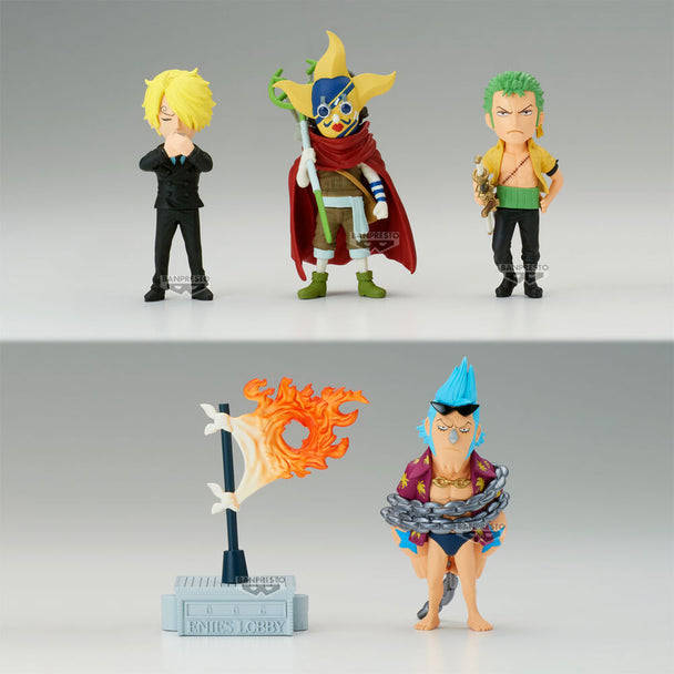 Profil latéral de la figurine BANPRESTO One Piece Enies Lobby montrant les textures et peintures précises