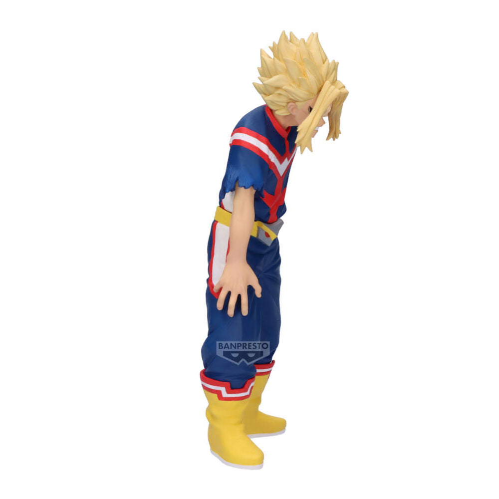 Zoom sur le visage expressif de la figurine All Might True Form de My Hero Academia
