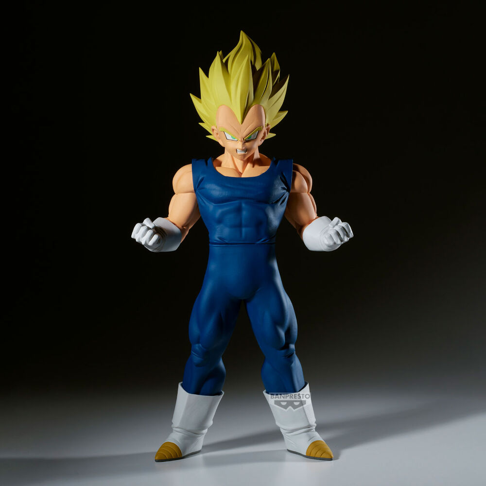 Figurine Vegeta Grandista posée sur socle avec logo Dragon Ball Z visible