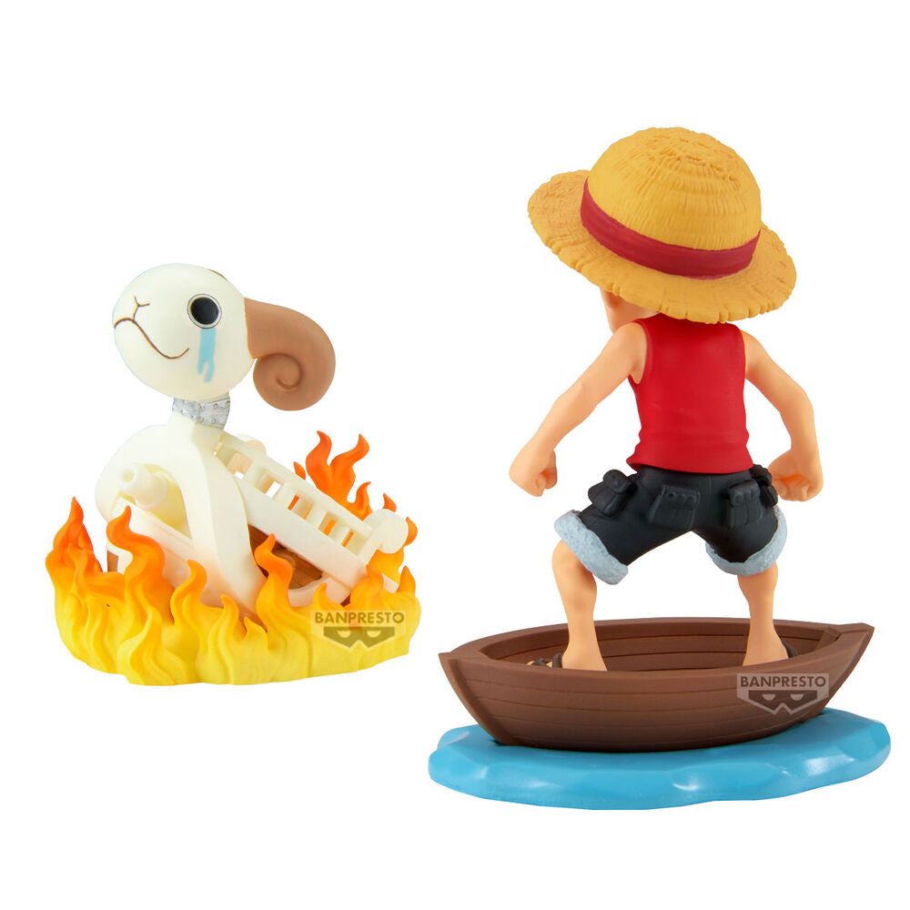 Vue rapprochée du Going Merry avec textures réalistes et couleurs vives, figurine 8cm