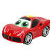 Voiture junior Ferrari BURAGO rouge avec éclairage avant allumé sur fond blanc