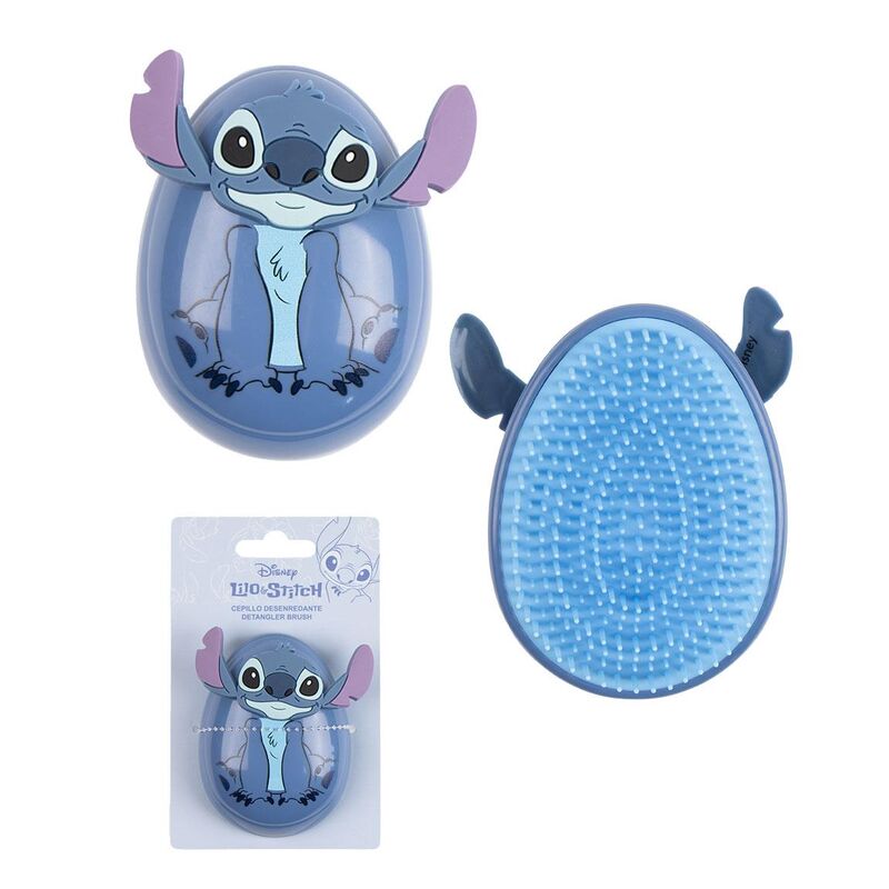 Brosse démêlante Disney Stitch CERDÁ vue de face avec poils souples et design coloré