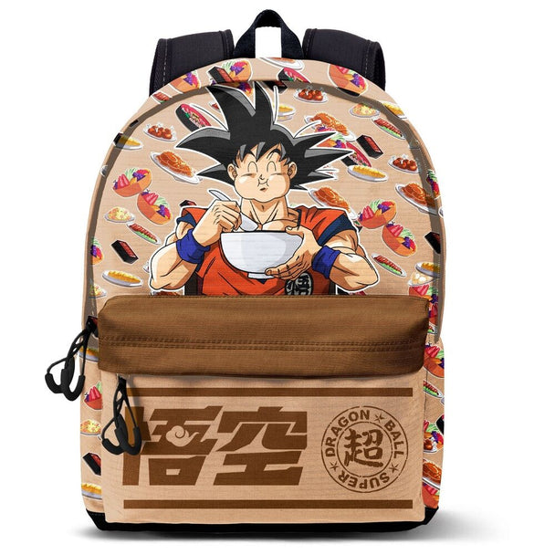 Sac à dos Dragon Ball Z Goku de 35cm par KARACTERMANIA. Vue de face montrant Goku en mode Super Saiyan, idéal pour les fans de DBZ et pour un usage quotidien.