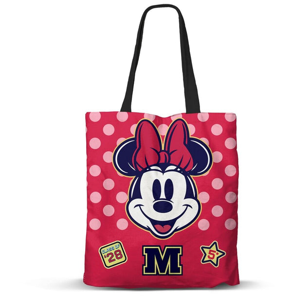 Sac shopping Disney Minnie Class KARACTERMANIA, dimensions 40x33cm, avec anses doubles et poche intérieure.