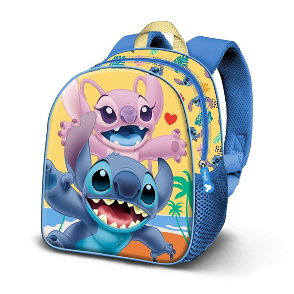 Sac à dos Disney Stitch Ocean 39 cm avec compartiment principal, poches latérales en mesh et bretelles rembourrées, vue de face.