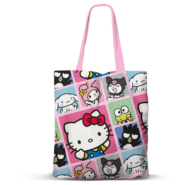 Sac cabas Hello Kitty Panels de KARACTERMANIA avec deux anses et poche intérieure, dimensions 40x33x1 cm.