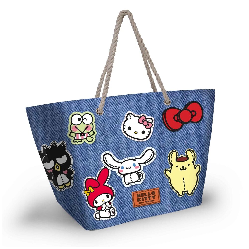 Sac de plage Hello Kitty KARACTERMANIA avec compartiment zippé et poignées, dimensions 37x52x17 cm.