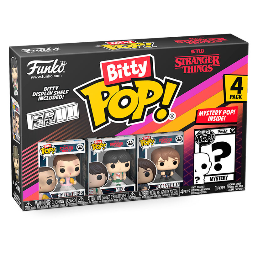 Présentation des 4 figurines Bitty POP Stranger Things Eleven avec un personnage rare mystère inclus