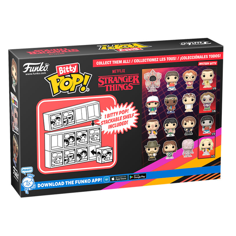 Zoom sur la figurine Bitty POP de Hopper de Stranger Things, miniature et détaillée avec socle amovible