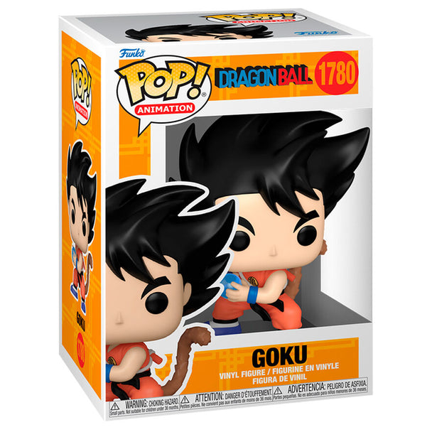 Vue rapprochée de la figurine Funko POP Goku Dragon Ball montrant les détails de la tenue et du visage