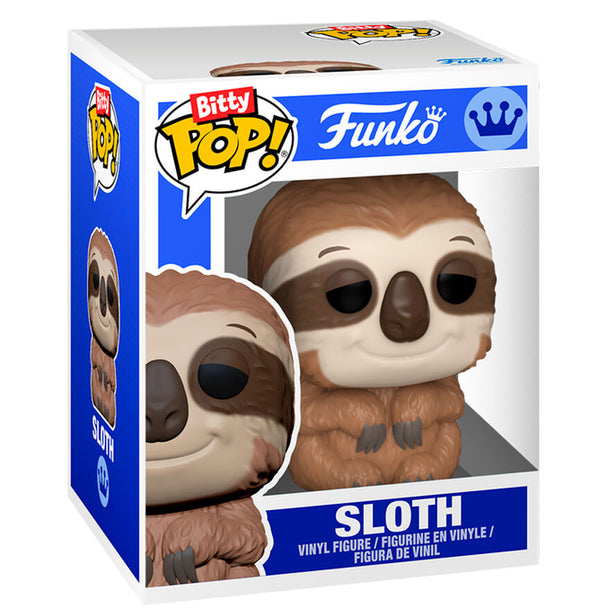 Zoom sur la figurine paresseux Bitty POP FUNKO avec détails colorés et finition soignée