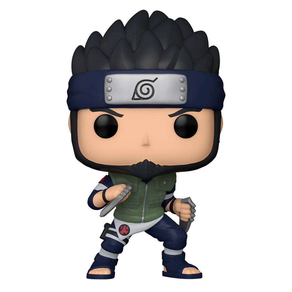 Figurine Funko POP Asuma de Naruto Shippuden en vinyle, vue de face dans sa boîte cadeau.