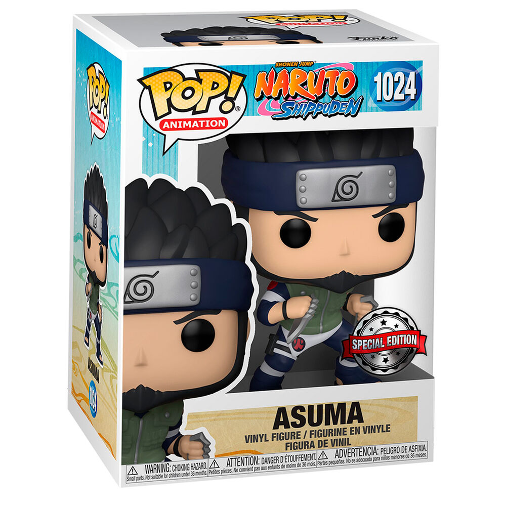 Détail de la figurine Funko POP Asuma Naruto Shippuden montrant les couleurs et le design exclusif.
