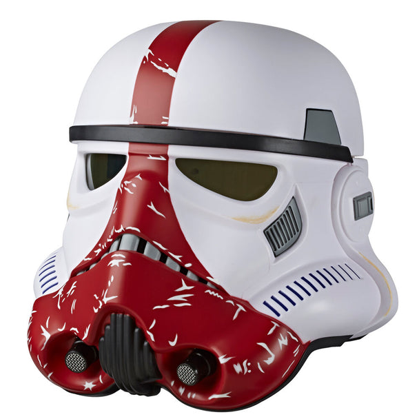 Casque électronique Stormtrooper Incinerator Star Wars Black Series vue avant avec détails authentiques