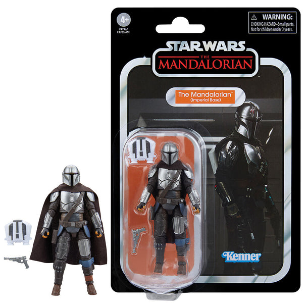 Figurine Star Wars The Mandalorian Base Impériale 9,5cm vue de face avec blaster