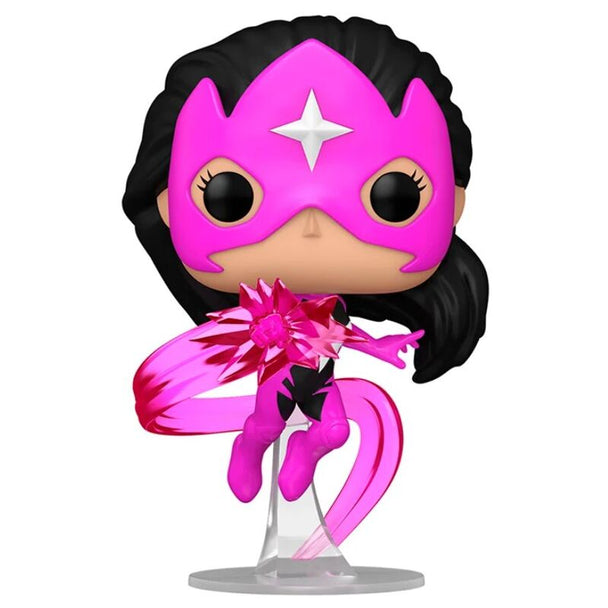 Vue rapprochée de la figurine Star Sapphire Funko POP exclusive DC Comics avec détails précis du costume violet