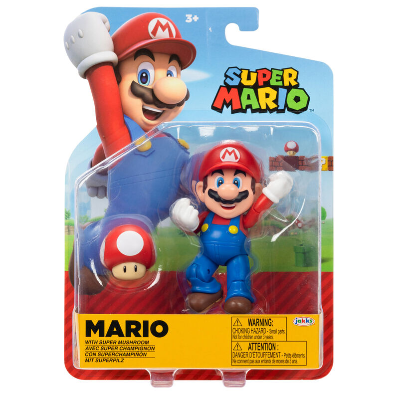 Vue de profil droit de la figurine articulée Super Mario Bros 10cm JAKKS PACIFIC