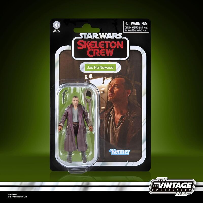 Figurine Star Wars Skeleton Crew Jod Na Nawood en position dynamique avec accessoires visibles