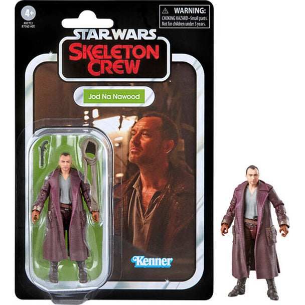 Figurine articulée Jod Na Nawood de la série Star Wars Skeleton Crew vue de face avec accessoires