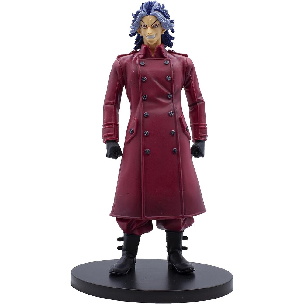 Vue latérale de la figurine Tajiu Shiba Tokyo Revengers de BANPRESTO, mettant en valeur la posture dynamique