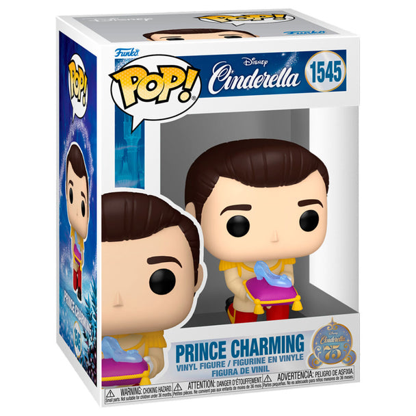 Figurine Funko POP Prince Charmant de Disney Cendrillon en vinyl, hauteur 9 cm, présentée dans sa boîte cadeau