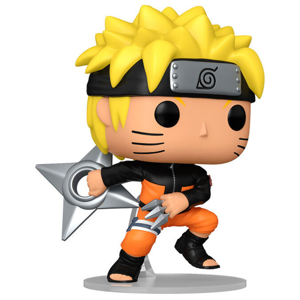 Vue rapprochée de la figurine Funko POP Naruto Uzumaki montrant les détails du costume et du visage