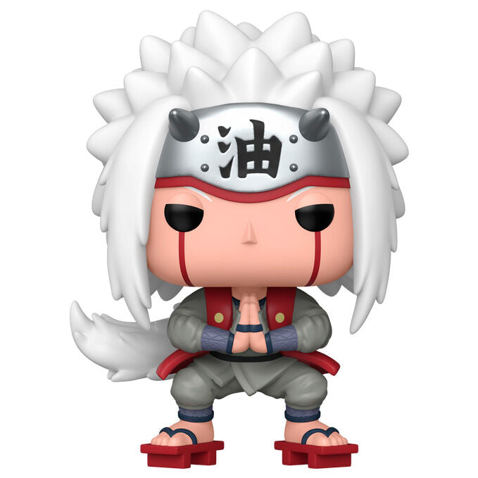 Vue rapprochée de la figurine Funko POP Jiraiya, détaillant les couleurs et les traits du personnage emblématique de Naruto Shippuden