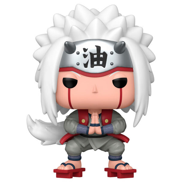 Vue rapprochée de la figurine Funko POP Jiraiya, détaillant les couleurs et les traits du personnage emblématique de Naruto Shippuden