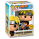 Vue rapprochée de la figurine Funko POP Naruto Uzumaki Chase montrant les couleurs vives et le design unique du personnage Naruto Shippuden.