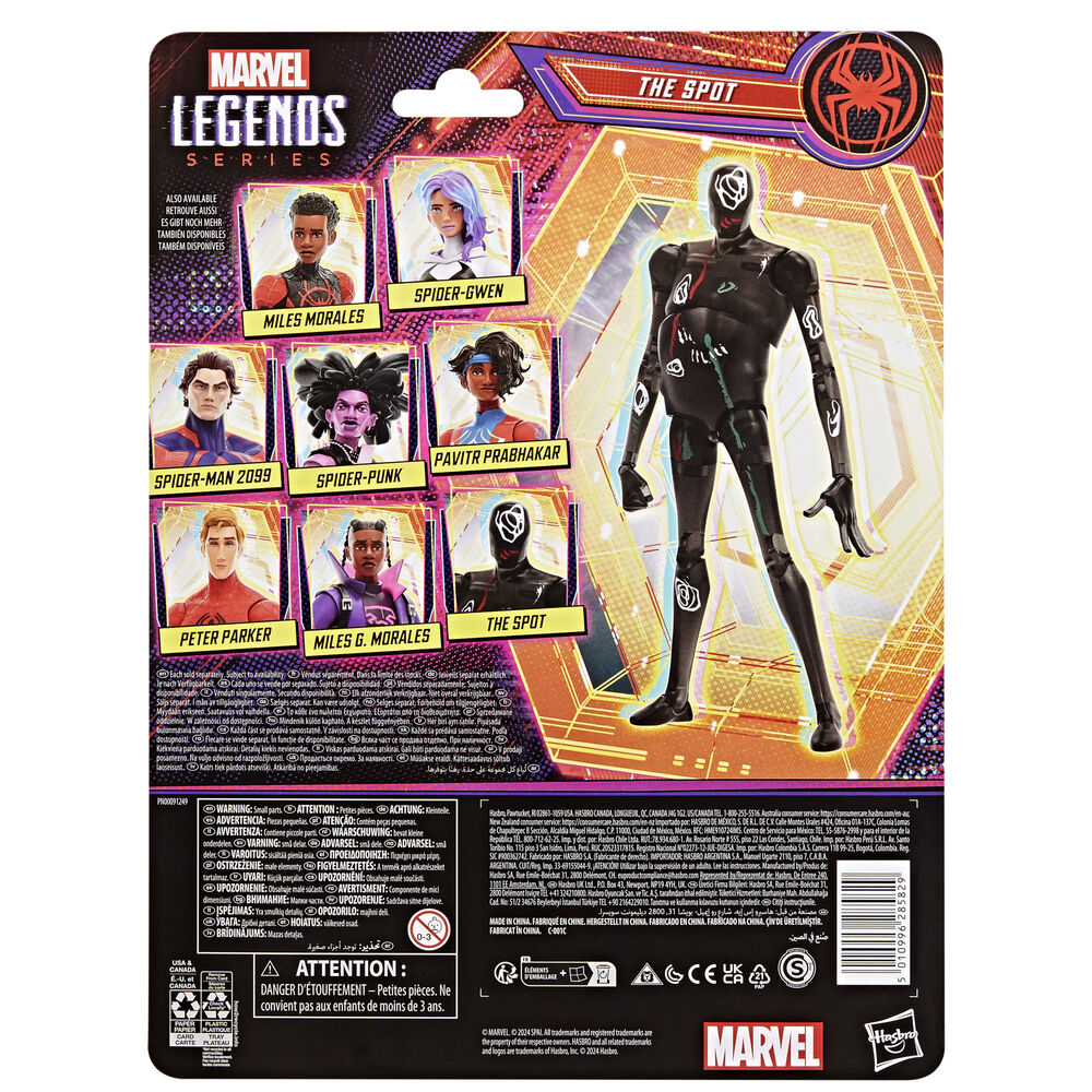 Comparaison de taille de la figurine The Spot à côté d'autres figurines Spider-Man