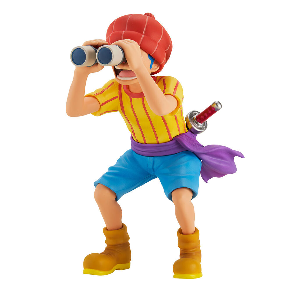 Vue arrière de la figurine Buggy One Piece, détails précis et peinture de qualité