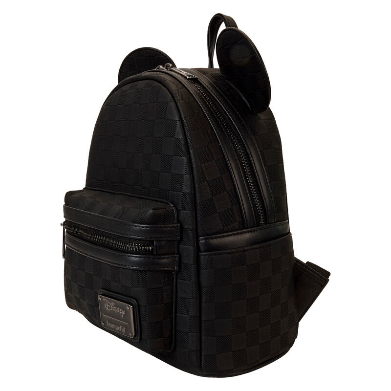 Détail des bretelles réglables du sac à dos Loungefly Mickey Ear Evergreen en simili cuir vert