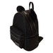 Vue latérale montrant les poches pratiques et les finitions bronze du sac à dos Mickey Ear Evergreen