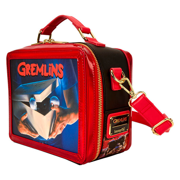 Détail des motifs embossés et imprimés sur le sac Loungefly Gremlins 40e Anniversaire