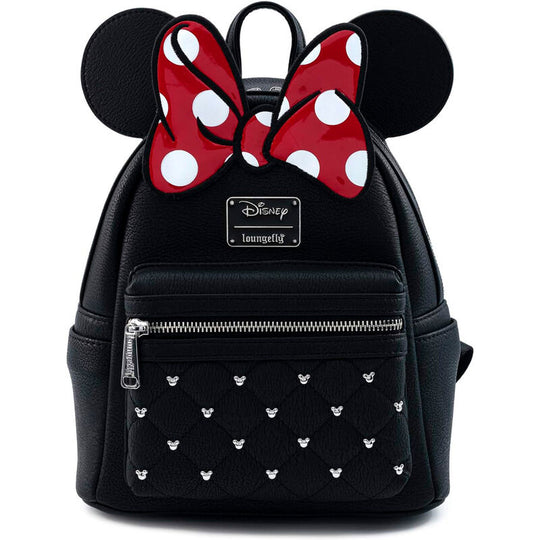 Sac à dos Loungefly Disney Minnie Bow vue de face avec le noeud rouge iconique