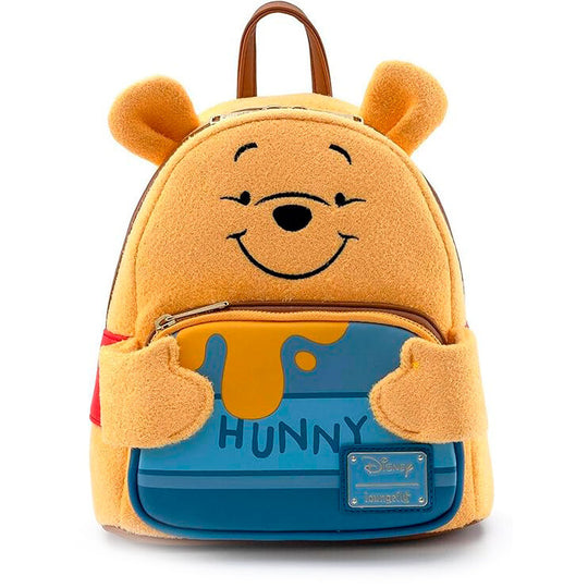 Vue avant du sac à dos Loungefly Disney Winnie l'Ourson avec design coloré et détails soignés