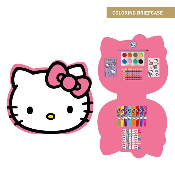 Set de coloriage Hello Kitty CERDÁ avec accessoires colorés, dimensions 41x58x3 cm, parfait pour enfants créatifs.
