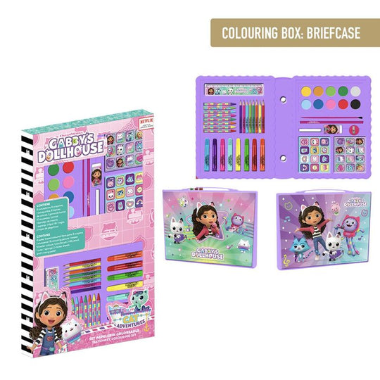 Set de papeterie Gabbys Doll House à colorier avec crayons et accessoires CERDÁ, vue détaillée.