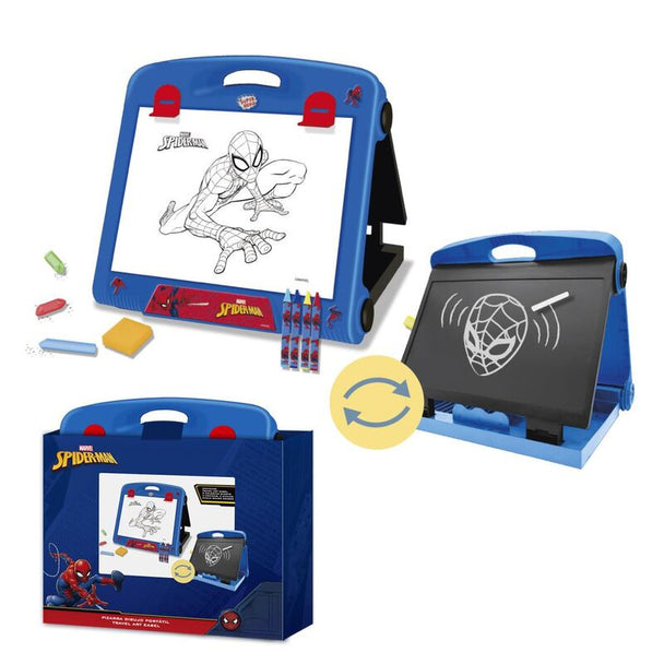 Set de papeterie portable Marvel Spiderman CERDÁ avec accessoires colorés sur fond blanc