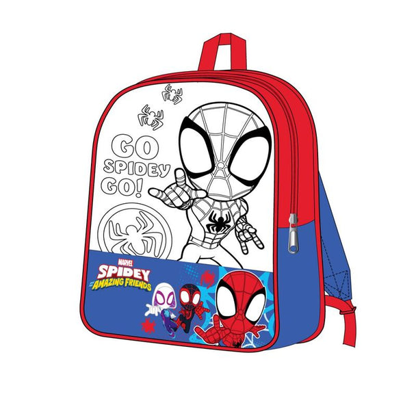 Sac à dos personnalisé Marvel Spidey Amazing Friends fini, montrant les détails des personnages et motifs colorés