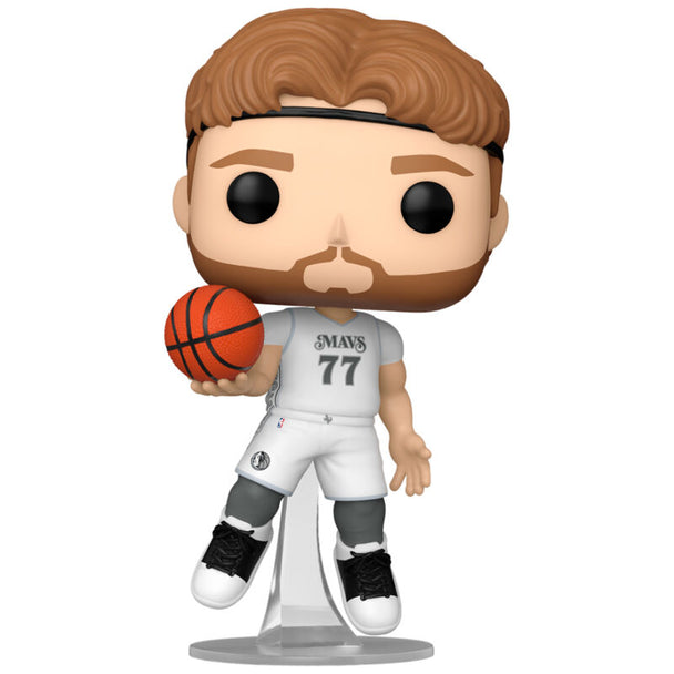 Figurine Funko POP de 9 cm représentant Luka Doncic en tenue des Dallas Mavericks, vue de face avec détails précis