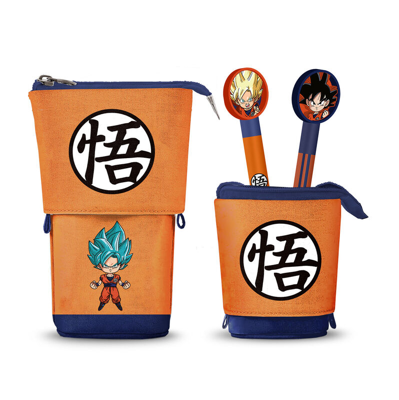 Trousse Dragon Ball Super KARACTERMANIA avec 2 stylos effaçables, mettant en avant les personnages emblématiques de la série animée.