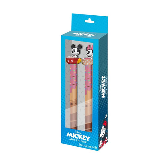 Pack stylo et crayon Disney Mickey and Friends avec illustrations colorées des personnages emblématiques de Mickey et ses amis.